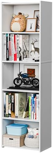 SUPER DEAL 5-Tier Open Shelf Bookcase and Bookshelf, Freestanding Display Storage Shelves Narrow Cube Storage Organizer 