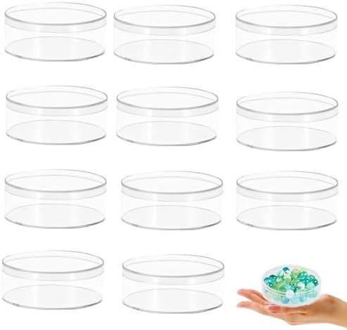 KissYou 12-Pack Acrylic Round Box Clear Candy Box, 3.2x3.2x1.2 Inch