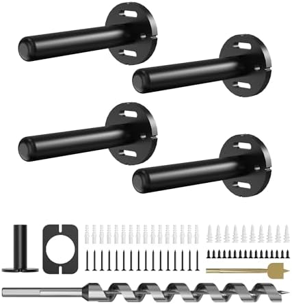 4pcs Wall Shelf Brackets Heavy Duty Floating Shelf Bracket Hidden,Invisible Black Shelving Brackets Decorative Floating 
