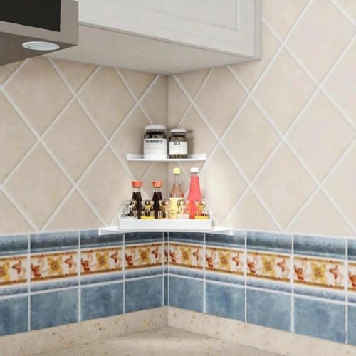 6 Inch White Floating Corner Shelf Wall Mounted, Triangle Decorative Shelf for Home, Bathroom, Phone & Small Items