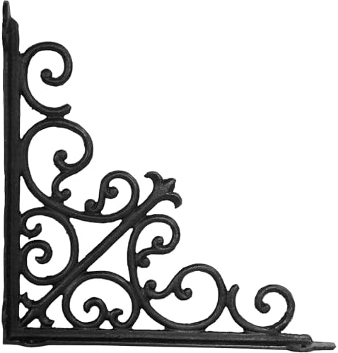 NACH Decorative Shelf Brackets, 1 Pack of 15 x 2 x 15 inch, Black Cast Iron Wall Shelf Brackets - Decorative Bookshelf B