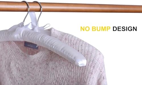 Amber Home 5 Pack Large White Satin Padded Hangers for Women Clothing 17"