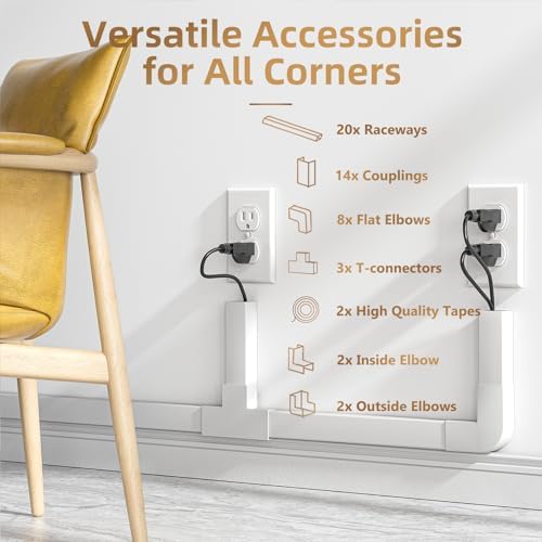 Delamu 315in Cord Hider, Cord Covers for 3-4 Wires on Wall, Large TV Cable Hider Wall, Paintable Wire Hiders Wire Covers