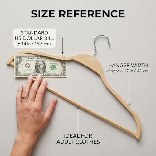 50 Pack Heavy Duty Wood-Like Plastic Hangers | Slim, Non Slip Design with 360° Rotatable Anti Rust Hook | Thin Hangers f