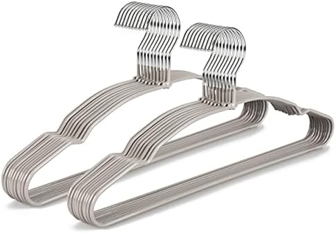 TOPIA HANGER Metal Hangers 20 Pack, Non Slip Clothes Hangers Space Saving, Heavy Duty Rubber Coated Wire Hanger for Coat, Shirt, Dress, Pants-Grey, CT12G