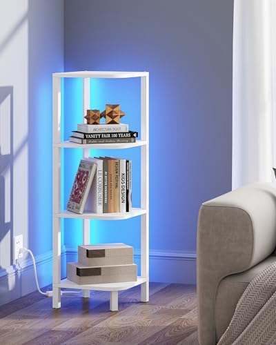 TUTOTAK Corner Shelf, 4-Tier Corner Bookshelf for Small Space