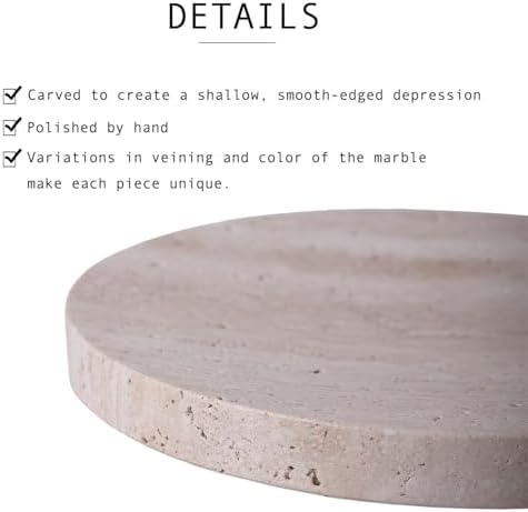 Natural Travertine Marble Jewelry Dish 8" Round Trinket Ring Earring Tray