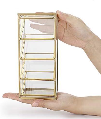 Hipiwe Gold Makeup Brush Holder - 4 Slots Glass Pen Pencil Organizer