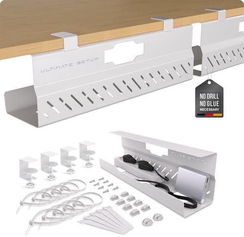 Under Desk Cable Management Tray no Drill – Wire Management - Cord Organizer – Huge Load Capacity – Under Desk Cable Tra