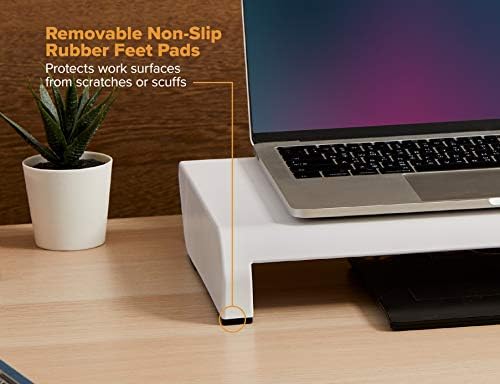 Bostitch Office Konnect Adjustable Monitor Stand Riser, 4 Height Adjustments, Built-In Cable Management, Rubber Feet - W