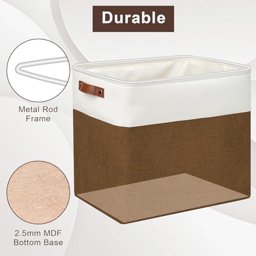 Bagnizer Large Fabric Storage Baskets | 50L Storage Bins, Decorative Linen Closet Baskets with Handles for Organizing, S
