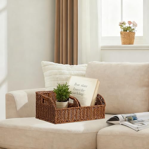 Pantry Baskets for Organizing,Wicker Storage Bins, 3Pack, Brown