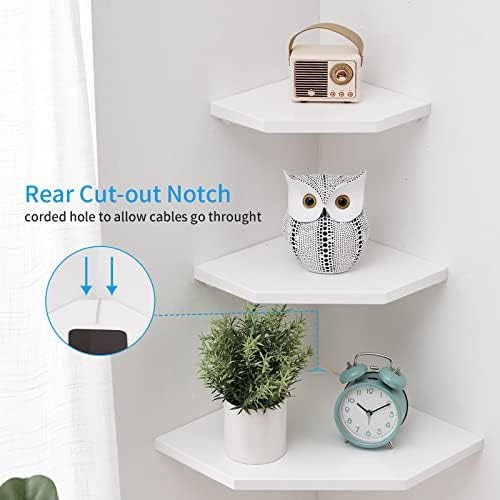Corner Wall Shelf, Solid Oak Wood White Floating Corner Shelf Organizer