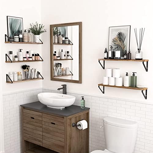 Wallniture Ponza 24" Floating Bookshelf, Wood Floating Shelves for Wall Storage, Rustic Wall Shelves for Bedroom, Living