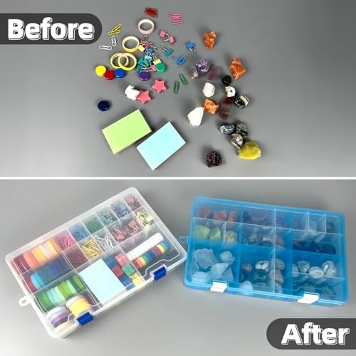 DUOFIRE Plastic Organizer Storage Box, Adjustable Divider 34 Grids, 1 Pack