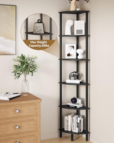 IBUYKE 6 Tier Corner Shelf Stand,Industrial Corner Display Rack WBC011B