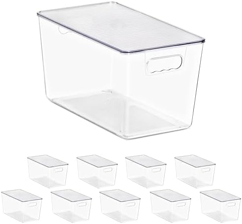 Sorbus Clear Storage Bins with Lids for Kitchen (Extra Large, 10 Pack)