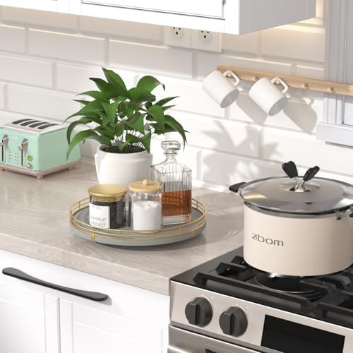 Oroutor 10-Inch Gray Wooden Lazy Susan Spice Organizer for Cabinet