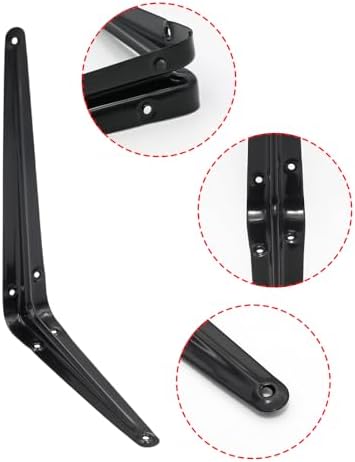 24Pcs 10 x 8 Inch Black Shelf Brackets, L Brackets