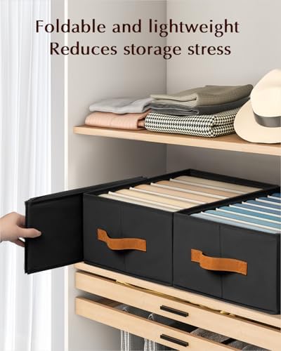Homsorout Clothes Organizers and Storage - 4/5/7 Grids Fabric Jeans Organizer with Handles, Foldable Closet Organizers D