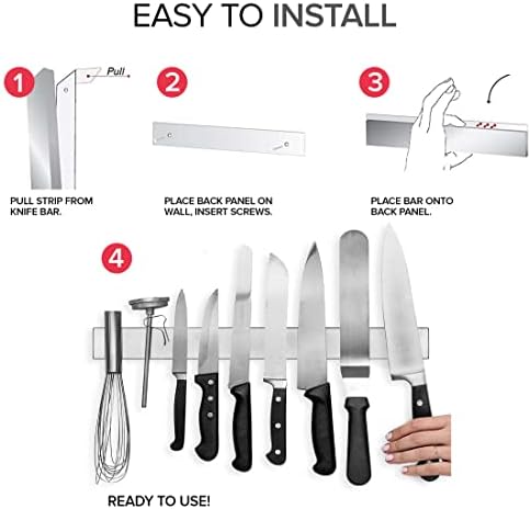 Modern Innovations Magnetic Knife Holder for Wall and Fridge - 18" Knife Magnetic Strip, Magnet Kitchen Knife Holder and