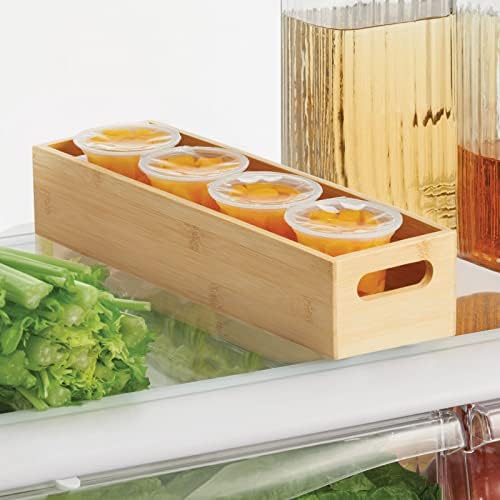 mDesign Slim Bamboo Kitchen Cabinet & Fridge Drawer Organizer Tray - Storage Bin for Cutlery, Serving Spoons, Cooking Ut