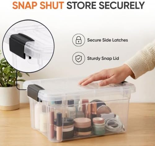 Superio 3.4 Quart Clear Plastic Storage Boxes with Lids, Stackable Organizer Containers, BPA-Free Storage Bins for Home,