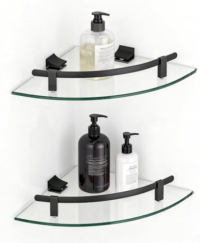 2 Pack Glass Corner Shelf Aluminum Bracket Drill 20Lbs