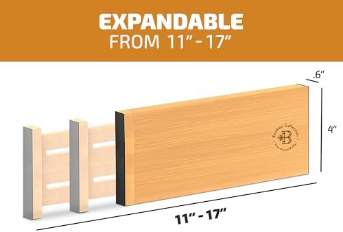 6-Pack Deep Drawer Dividers 4-Inch High Dresser Drawer Organizer, Bamboo