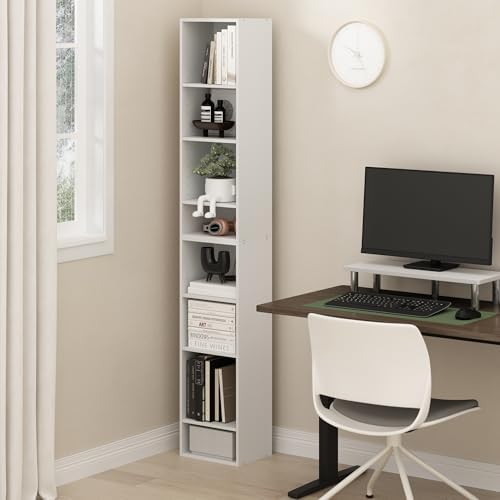 Furinno PASIR Book Shelf, 8-Tier Bookshelf, Bookcase with Open Shelf, 9.3 x 11.8 x 70.9, for Living Room, Bedroom, Home 