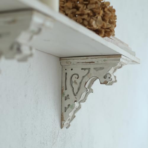 BIG FORTUNE Set of 4 Corbels for Shelves Wood Corbels Decorative,L7.2X W3.1x H7.8 Inches,Shelf Brackets Wooden Vintage S