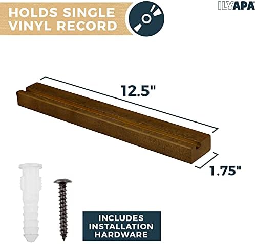 Ilyapa Vinyl Wall Mount Floating Record Shelves- 6 Pack, Espresso Wood