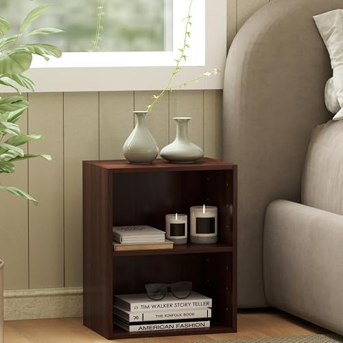 Tangkula 2-Tier Bookshelf, Open Shelf Bookcase with 7-Position Adjustable Shelf, Multifunctional Wooden Cubby Storage Di