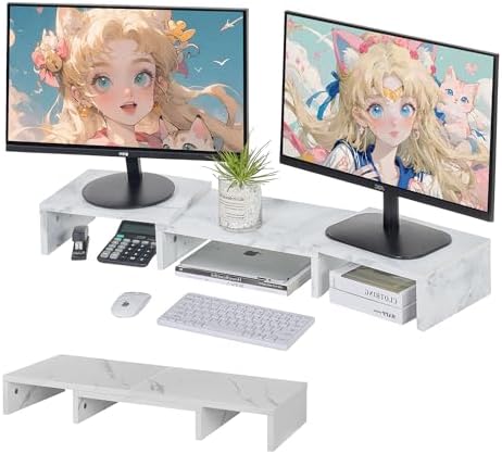 VECELO Desktop Monitor Stand, 3-Section Structure, Width 35.4 - 23.6 inches (90 - 60 cm), Adjustable, 27.6 inches (70 cm