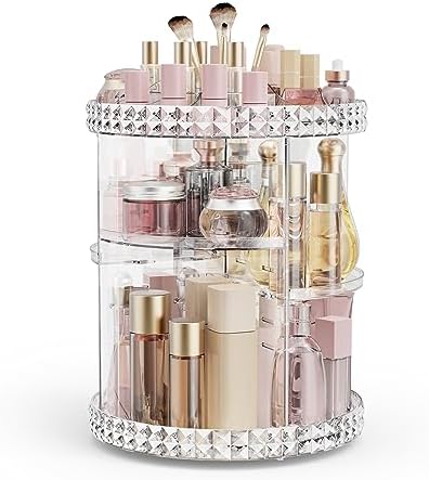 Rotating Makeup Organizer, 360° Spinning Skincare Organizers, Adjustable Layer Cosmetic Storage Lazy Susan Makeup Organi
