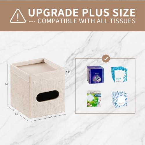 PU Leather Square Tissue Box Cover with Storage Tray,Modern Decorative Tissue Holder for Bathroom Vanity Night Stands, O