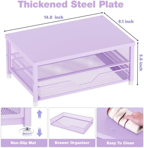 OPNICE Computer Monitor Stand Riser, Desk Organizer with Drawer, Printer & Laptop Stand, Office Desk Accessories & Works
