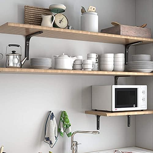 SAYAYO Wall Shelf Bracket Black, 6 X 5 Inch Heavy Duty L Bracket for Wood