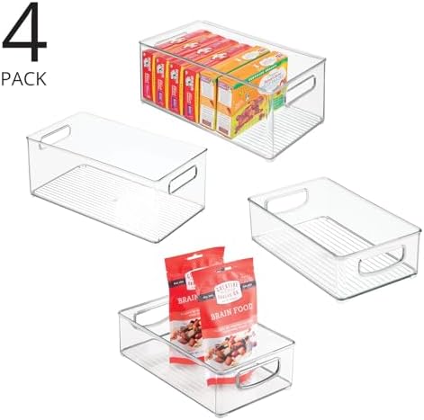 mDesign Deep Plastic Kitchen Storage Organizer Container Bin for Pantry, Cabinet, Cupboard, Shelves, Fridge, or Freezer 