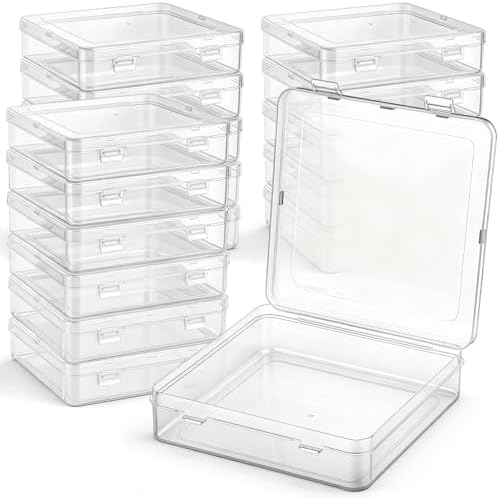 Jetec 18 Pieces Small Clear Plastic Storage Box, 5.9 x 5.9 x 1.5 Inch