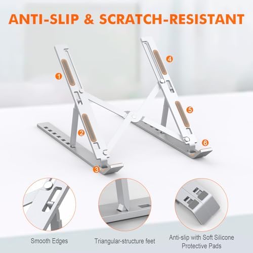 GRIFEMA Laptop Stand for Desk, Aluminum Laptop Riser 7-Angle Adjustable