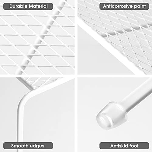 Lonian Kitchen Cupboard Organiser Wire Rack, White, 2-Pack