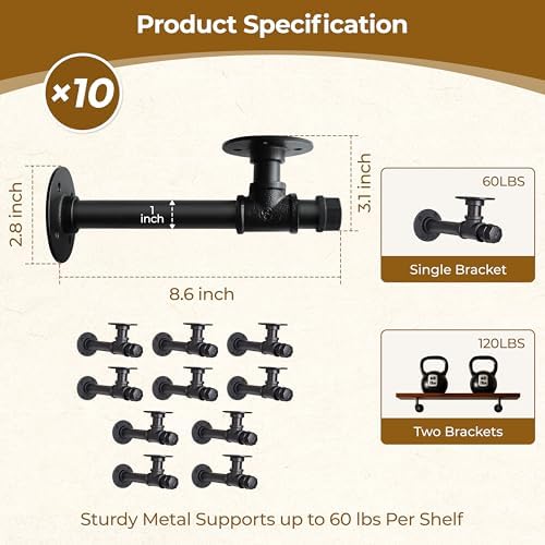 Industrial Pipe Shelf Brackets for Floating Shelves,Heavy Duty Bracket