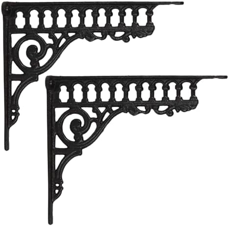 2PCS Cast Iron European Style Wall Shelf Brackets, 10.6in(L), Black