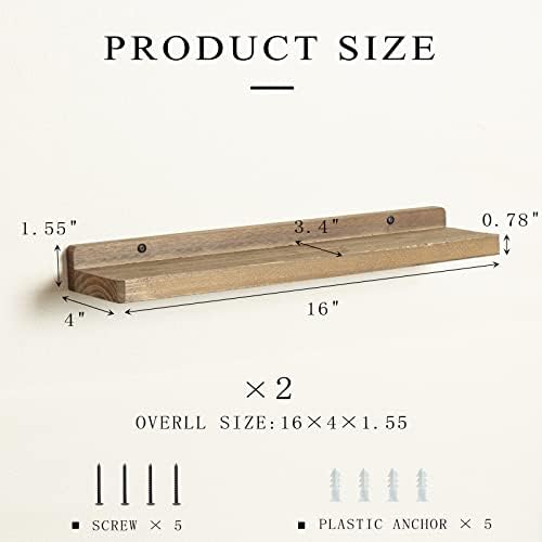Freezing point Floating Shelves for Wall Set of 2 Natural Wood 16Inch Wall Shelf Decor Plant Display Collectibles Mounte