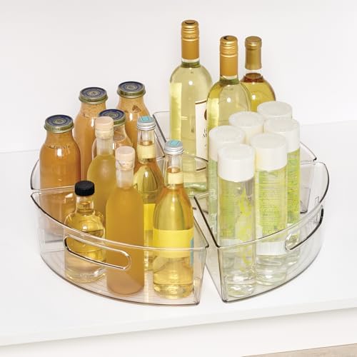 iDesign Lazy Susan 1/4 Wedge Bin with Handle, Set of 4, Clear