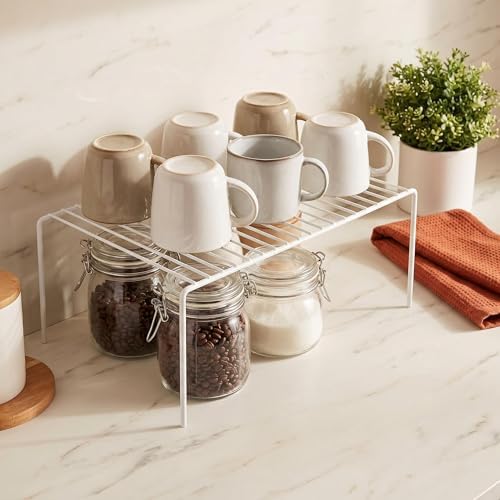 iPEGTOP Kitchen Cabinet Storage Shelf Rack, Set of 2 Large (15.7 x 9.4 Inch) Rustproof Metal Wire Shelves Spice Shelf Ra