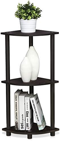 Furinno TURN-N-TUBE Corner Shelf, 3-Tier Corner Bookshelf, Display Storage Shelves with Open Shelves, for Organization a
