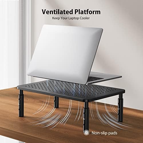 LORYERGO Monitor Stand, Monitor Riser 3 Height Adjustable, Laptop Stand Desk With Metal Vented Platform, Computer Stand 