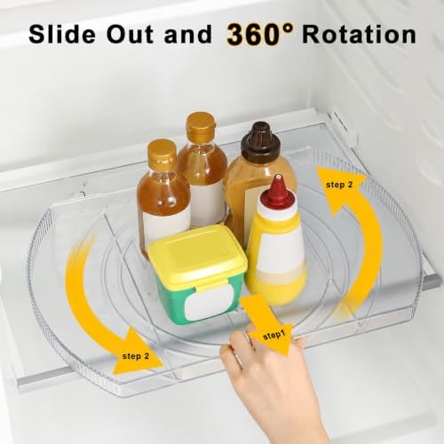 ROWNYEON Lazy Susan Turntable Organizer for Large Refrigerator, 360° Rotate Fridge Organizers and Storage, 16.54 Inches 